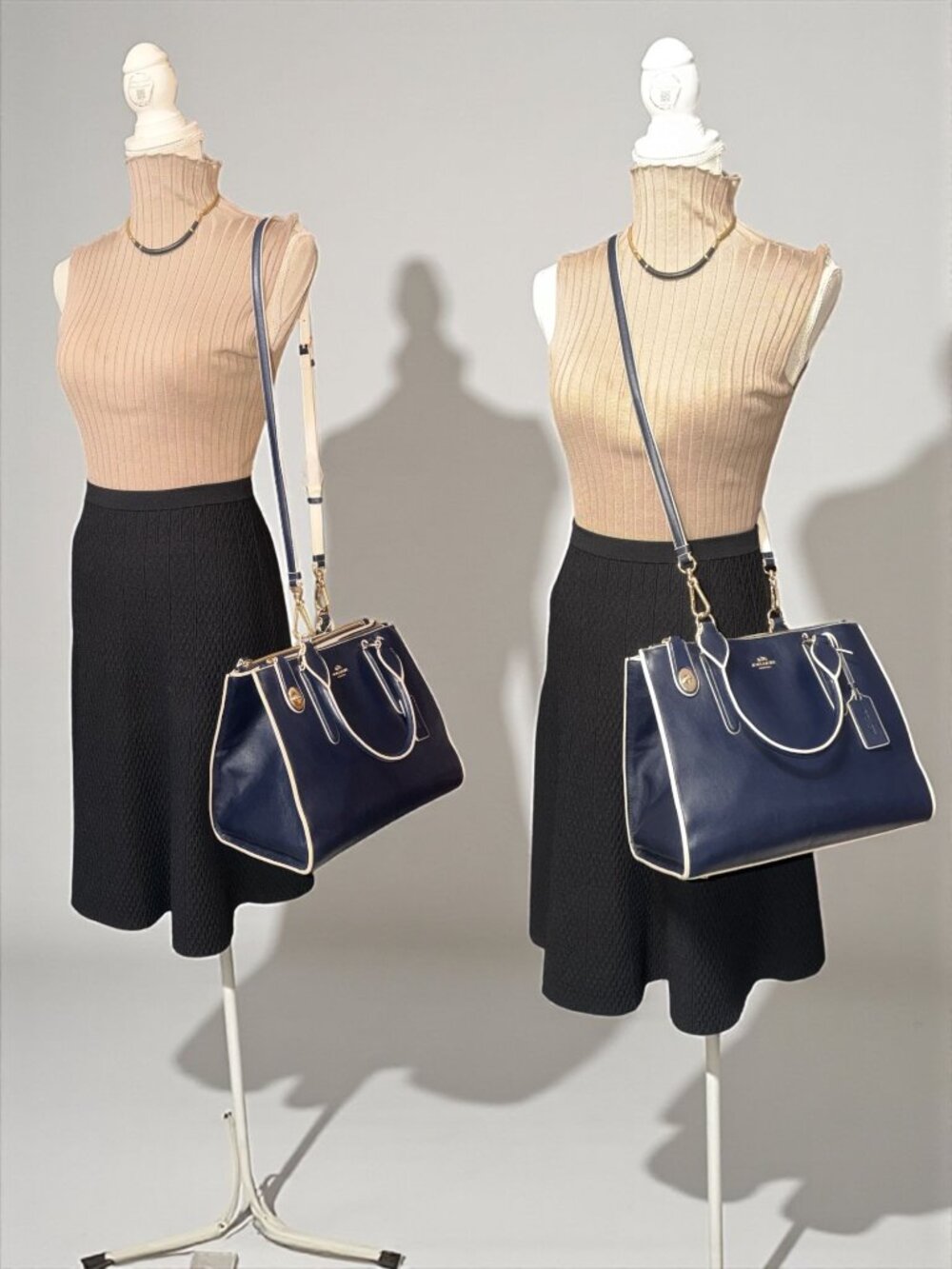 Coach Crosby Carryall 35331 Navy Chalk Colorblock Leather Satchel Gold-tone - Picture 3 of 14